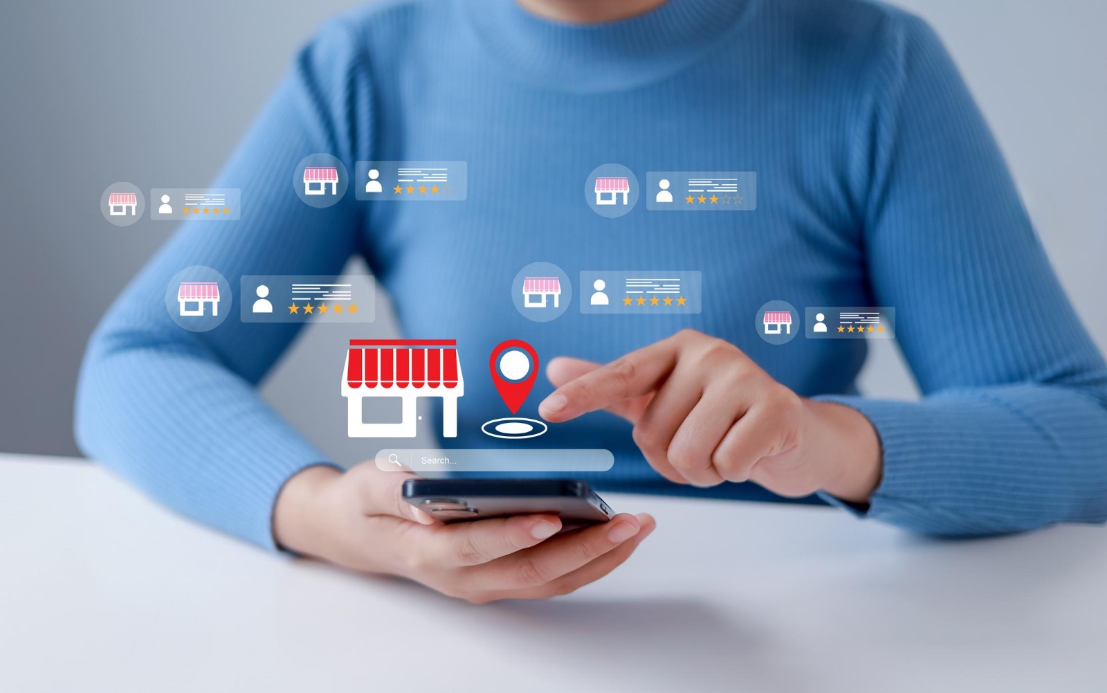 Customers searching for local businesses online before choosing a service