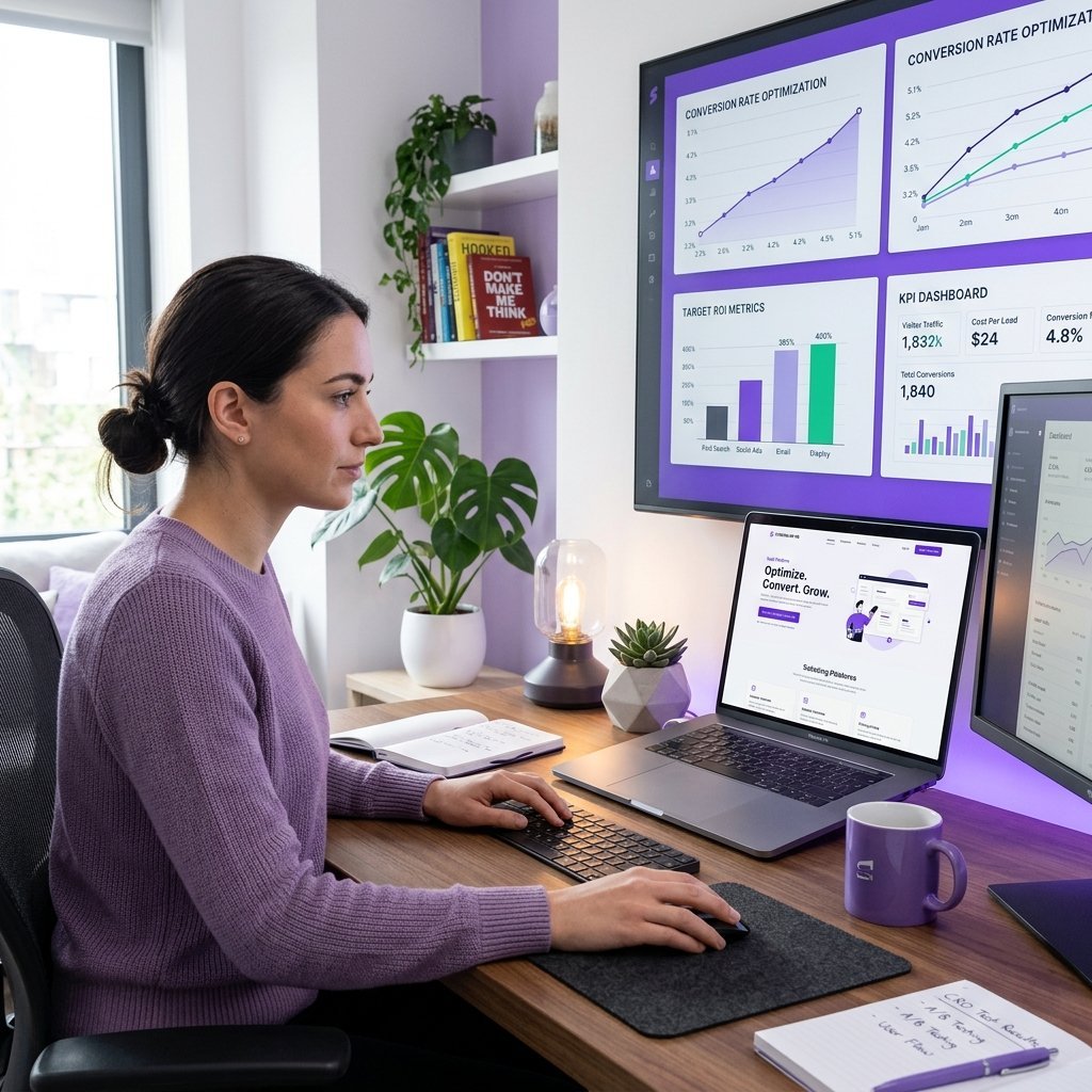 Google Ads landing page CRO design workspace