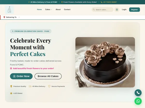 Cakevir website built by Web Crafters IT Solutions